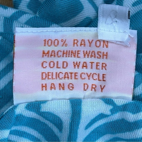 XL SANTIKI TEAL BLUE WHITE BELL SLEEVE BLOUSE TOP STRETCH PULLOVER - Picture 11 of 11